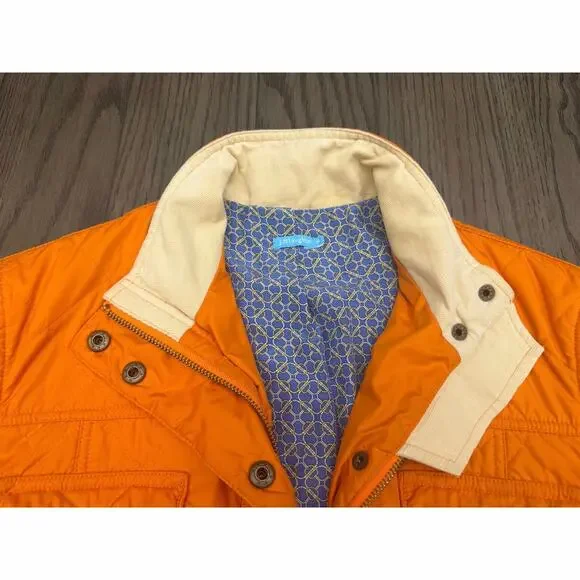 J McLaughlin Orange Quilted Jacket Belted Snap Front Medium Lightweight - Picture 4 of 14